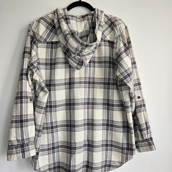 Body 10der Hooded Flannel Shirt - High-Low Hem, 2X - Picture 3 of 8